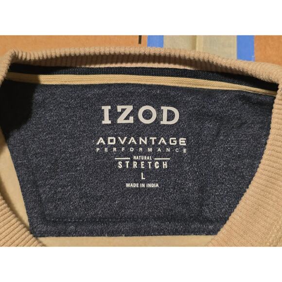 IZOD Sweatshirt Mens L Advantage Performance Striped Fleece Pullover - Picture 2 of 10